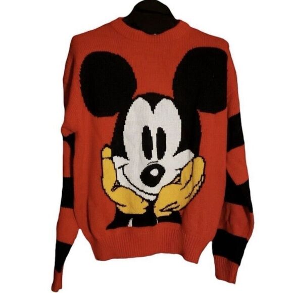 Vintage Disney Mickey Mouse Acrylic Knit Red Graphic Sweater 3X Mickey & Co. - Picture 1 of 5